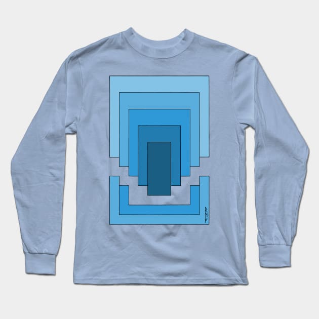 Rectangle Abstract in Blue Long Sleeve T-Shirt by AzureLionProductions